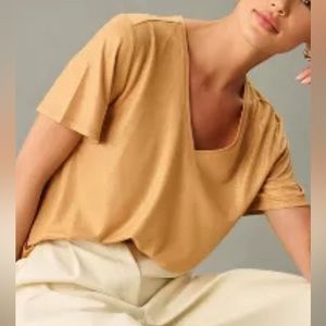NWT- By Anthropologie V-Neck Shine Glam Top